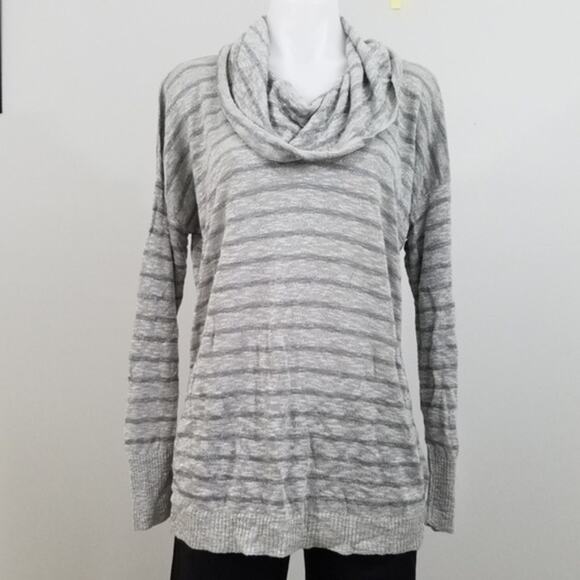 Sweet & Sinful Gray Metallic Thread Cowl Neck Pullover Sweater Women's Large - Picture 1 of 5